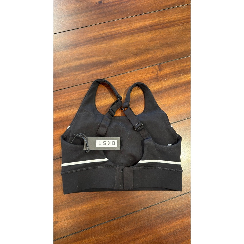LSKD Pulse Sports Bra Black White Piping WABR00251-Black Women XS NWT NEW - Picture 6 of 16